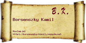 Borsenszky Kamil névjegykártya